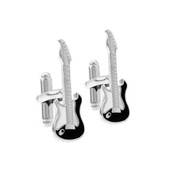 Black and White Electric Guitar Steel Cufflinks Black and White Electric Guitar Steel Cufflinks